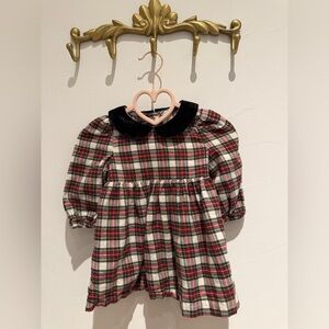 Tartan/Plaid  Baby Dress with Velvet Collar Red Black Cream